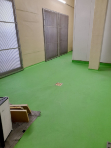 Chantier de rénovation des sols de la tour de séchage